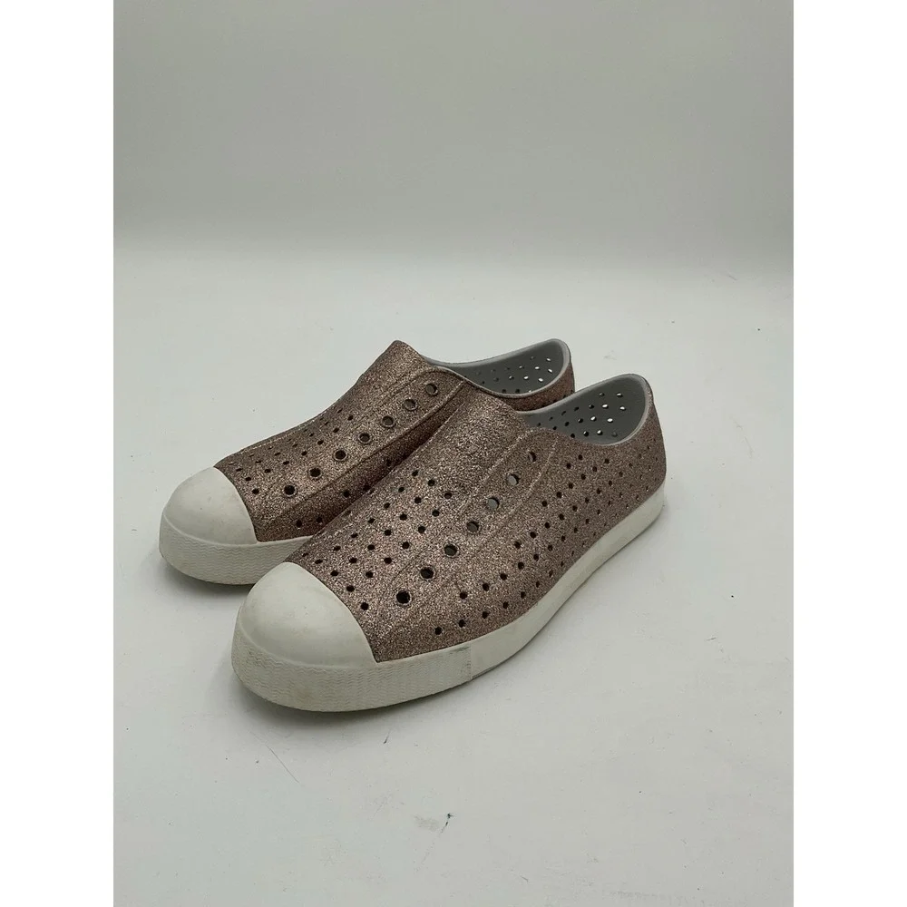 Kids Native Jefferson Bling Gold/Silver Shimmer Shoes size J6